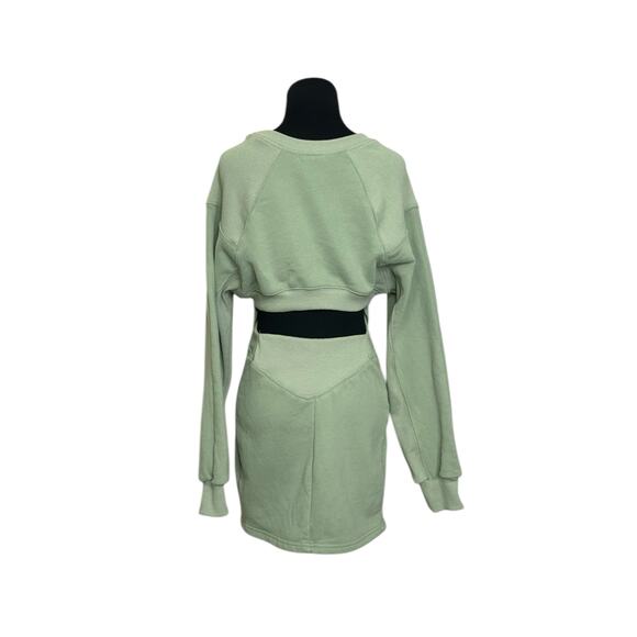EVNL green long sleeves open back mini dress size Small - Picture 2 of 16